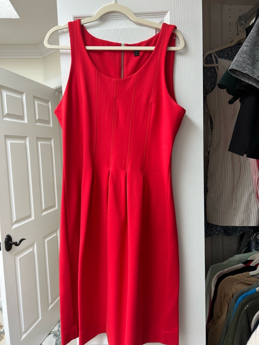 J. Crew Bright Red Sleeveless A-Line scuba material Dress